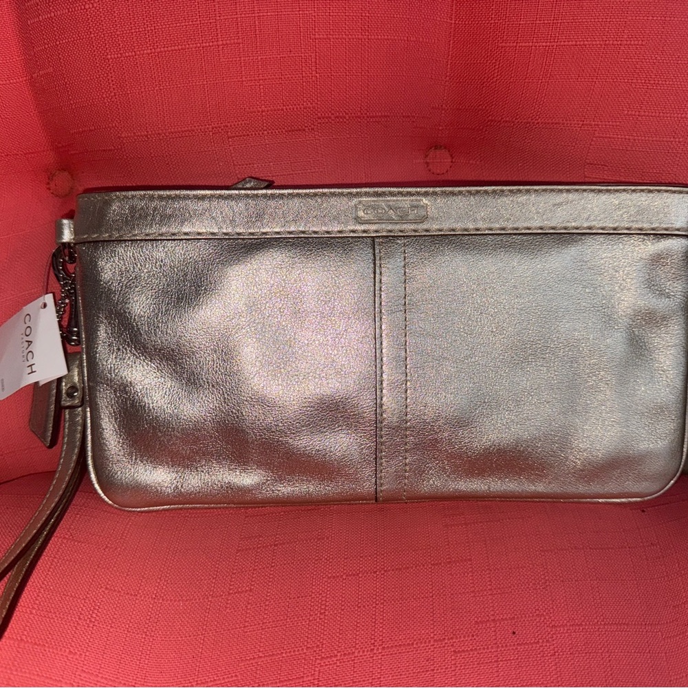Coach Shimmering Silver Wristlet